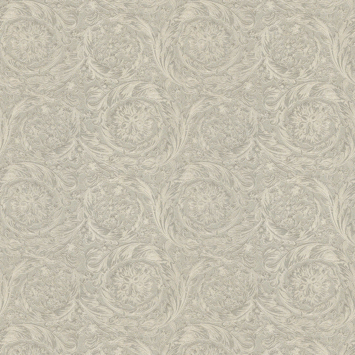 Versace Floral Garland Wallpaper - Silver/Grey-1