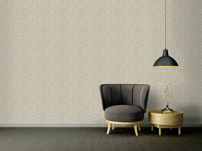 Versace Floral Garland Wallpaper - Silver/Grey-1