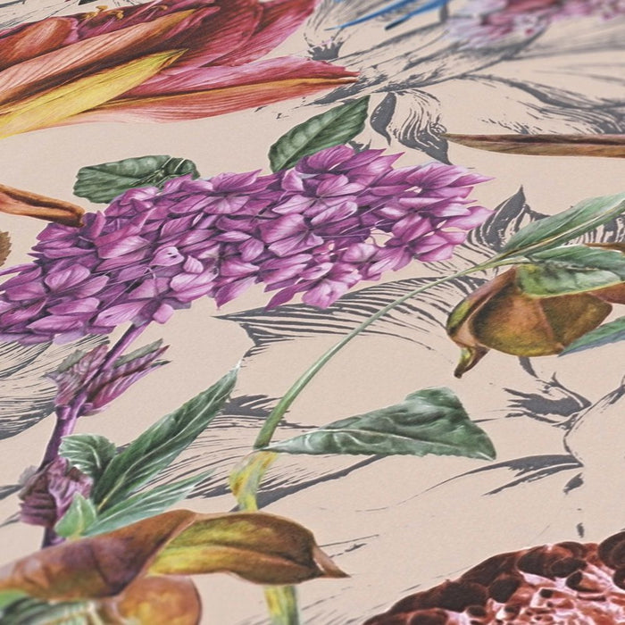 Floral Trails Wallpaper - Beige Pink
