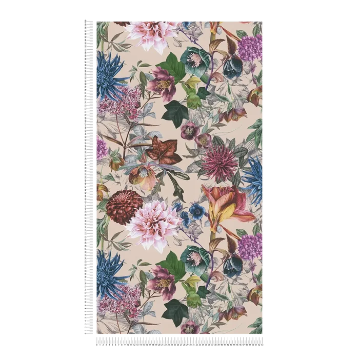 Floral Trails Wallpaper - Beige Pink