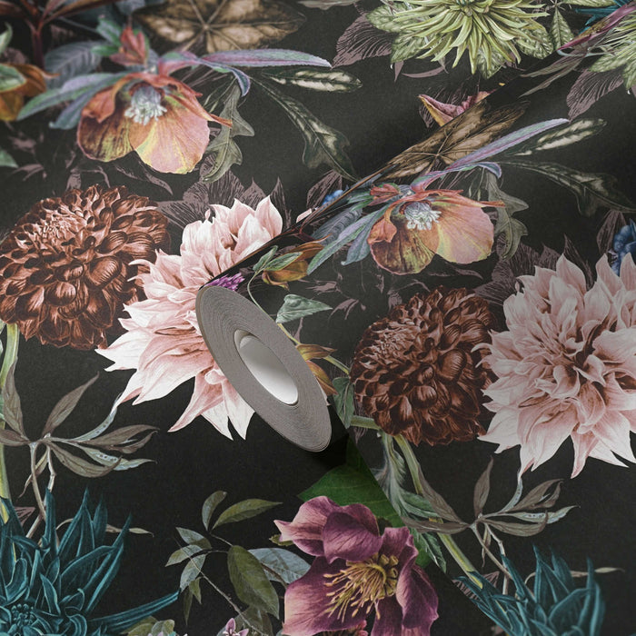 Floral Trails Wallpaper - Black + Multi