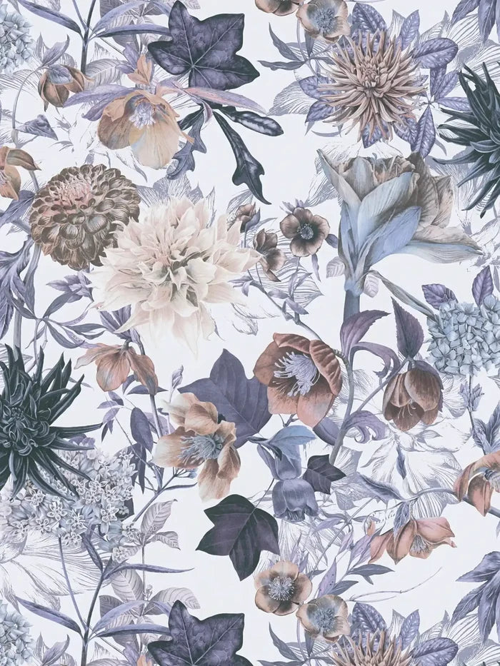 Floral Trails Wallpaper - White + Mauve