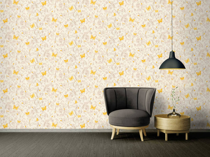 Versace Florals Wallpaper - Cream/Yellow - Discontinuing