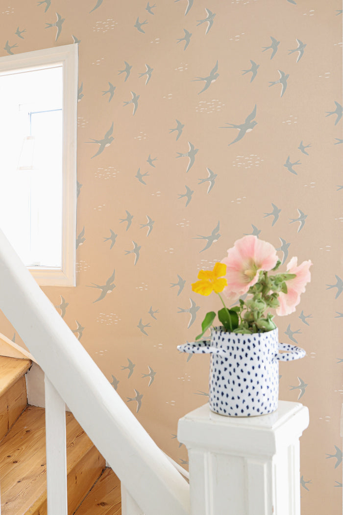 Follow The Wind Wallpaper - Blush Beige styled room