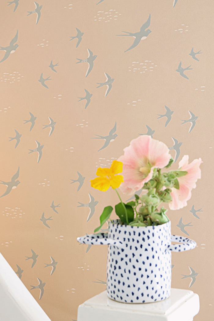 Follow The Wind Wallpaper - Blush Beige styled room