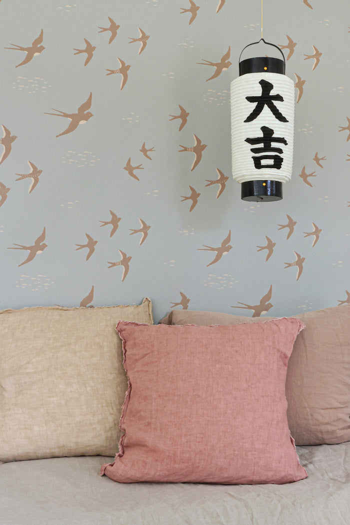 Follow The Wind Wallpaper - Sea Mist Blue styled room