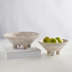 Footed Wooden Bowl
