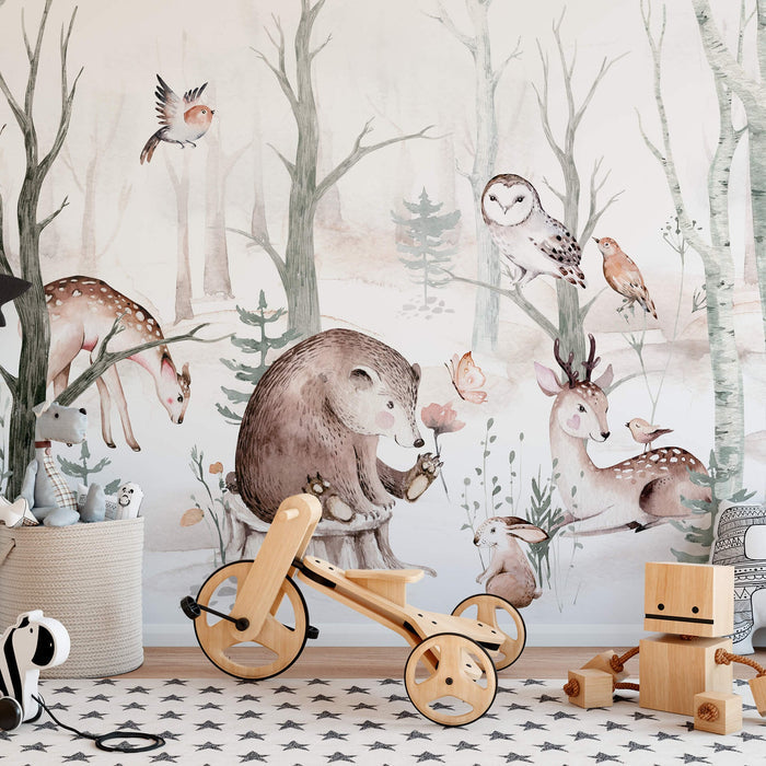 Forest Animal Friends Mural - 260 cm High x 384cm Wide