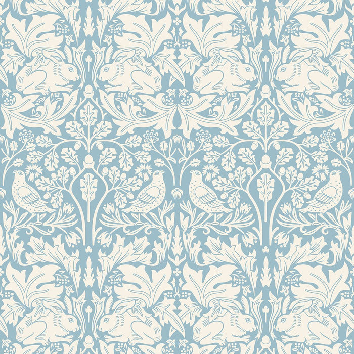Forest Rabbit Wallpaper - Blue