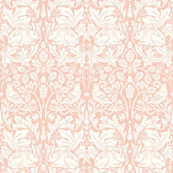 Forest Rabbit Wallpaper - Soft Pink