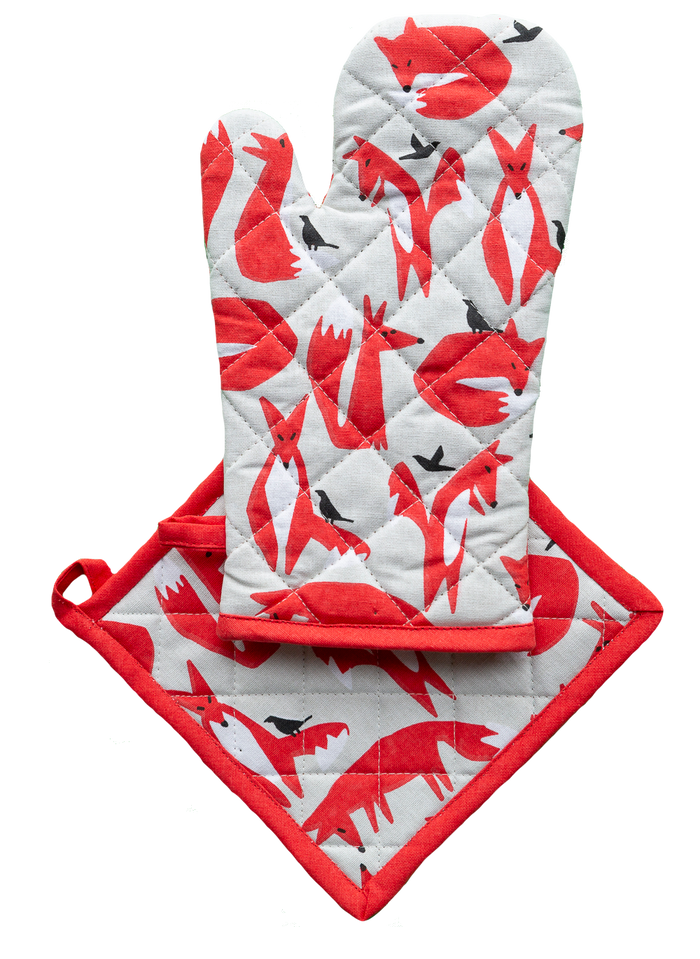 Fox Oven Glove & Pot Holder Set - Allgifts Australia