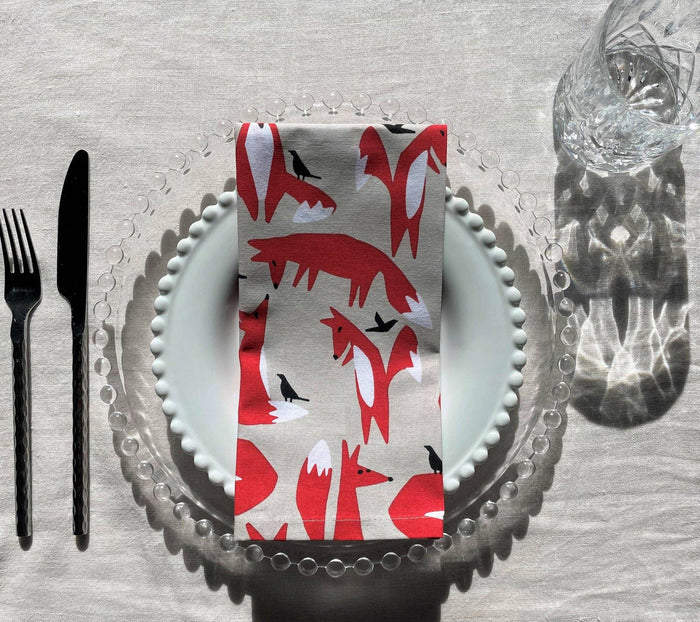 Foxes Cotton Napkins - Allgifts Australia -  (Set of 4)