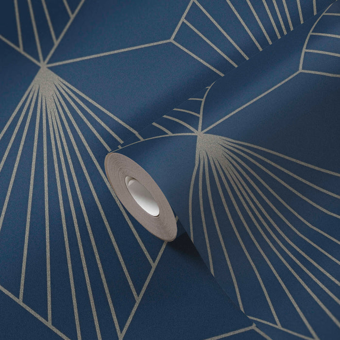French Affair – Art Deco Wallpaper – Blue Silver