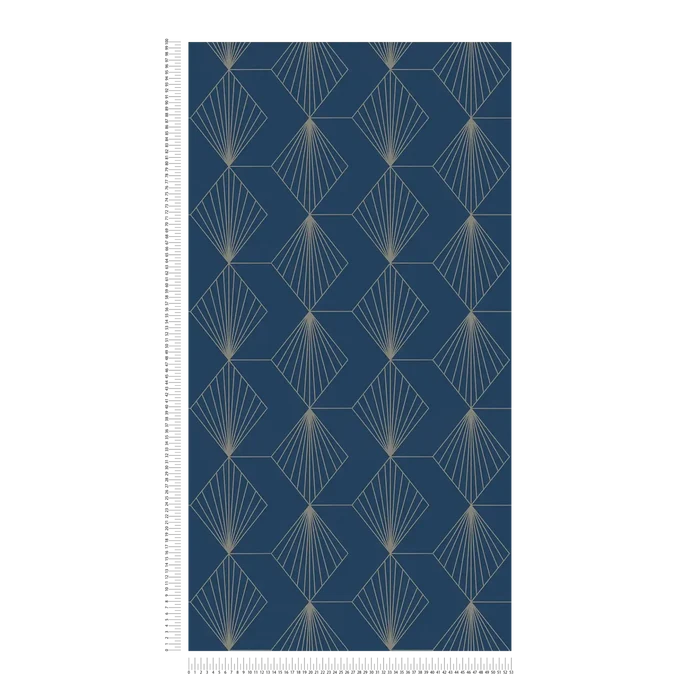 French Affair – Art Deco Wallpaper – Blue Silver