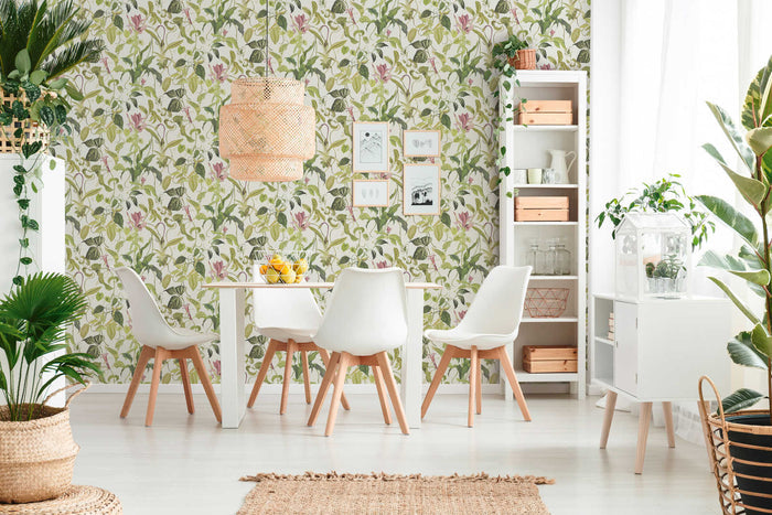 Garden Wallpaper - Green/White - Last 6 Rolls