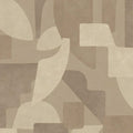 Neutral geo linnet wallpaper with interlocking Art Deco arcs and blocks — flat pattern detail