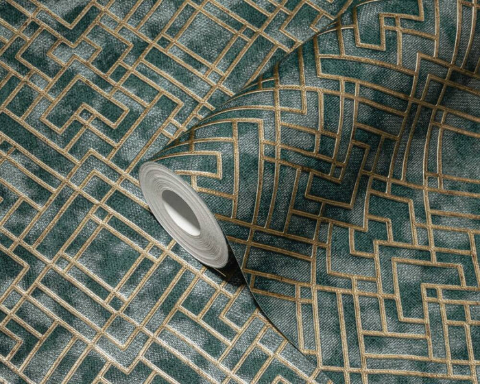 Geo Parquet Wallpaper (Metropolitan Stories 3 Collection) - Green