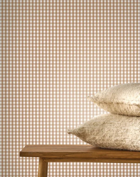 Gingham Charm Wallpaper - Camel
