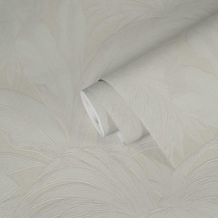 Versace Giungla Palm Leaves Wallpaper - Cream/Silver