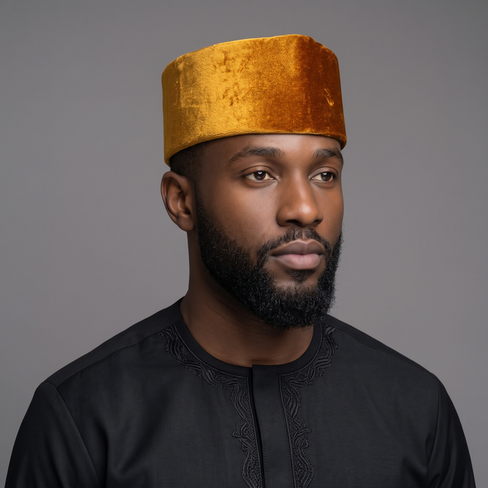 Gold  Velvet Nigerian Cap