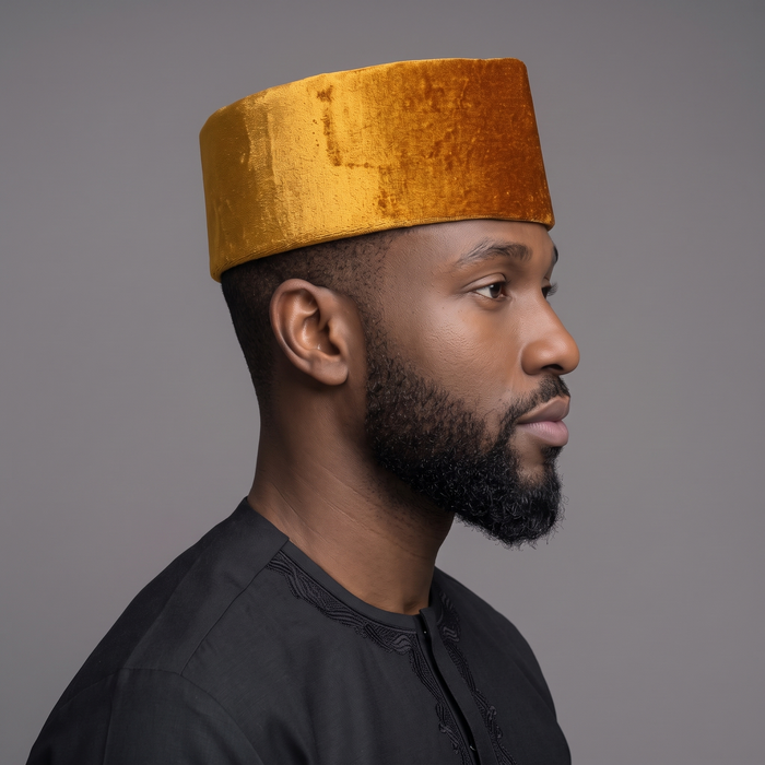 Gold  Velvet Nigerian Cap