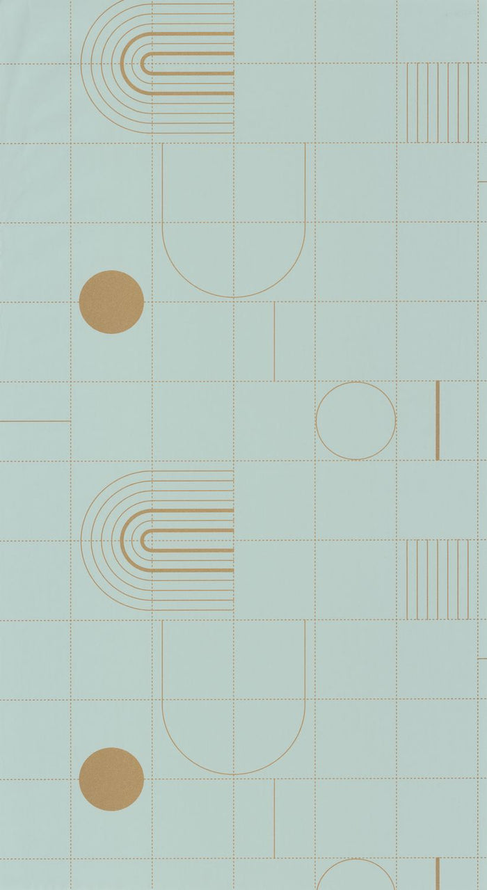 Golden Curves Wallpaper - Smoke Blue