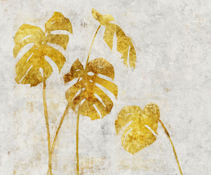Golden Monstera - Custom Sized Wallpaper Mural (per m2)