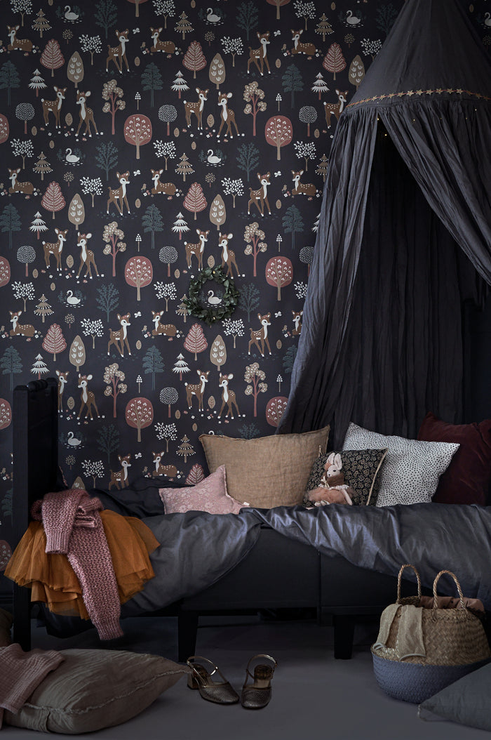 Golden Woods Wallpaper - Deep Grey