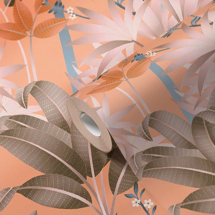 Graphic Palms Wallpaper - Orange