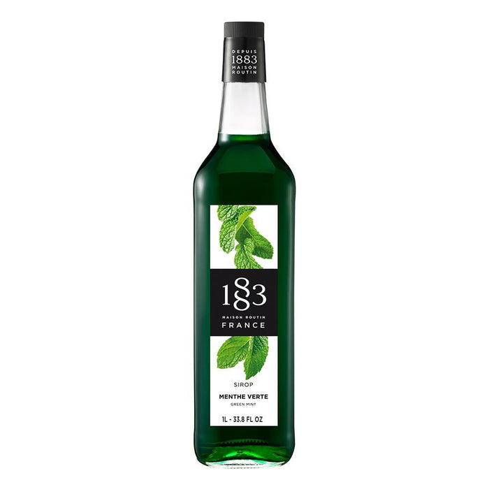 Green Mint Syrup 1883 Maison Routin - 1 Liter Bottle-Syrups-1883 Maison Routin-Restaurant Supply Drop