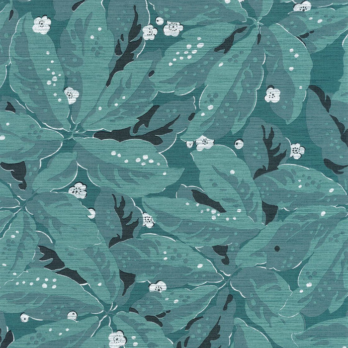 Greenery Vinyl Leaf Wallpaper - Teal