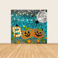 Halloween Pumpkin & Moon Print Tension Fabric Backdrop Frame with Cover-ubackdrop