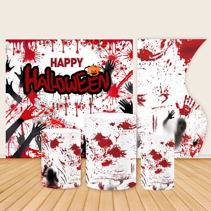 4x7ft Half Vase Backdrop Metal Frame Stand With Red Fingerprint Cover-ubackdrop