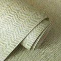 Harris Texture - Textured Herringbone Wallpaper - Green