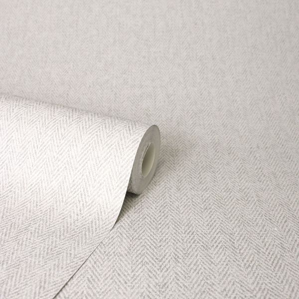 Harris Texture - Textured Herringbone Wallpaper - Grey