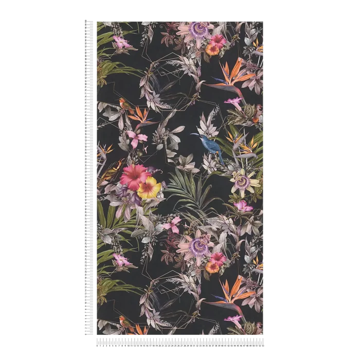 Hibiscus Haven – Crane & Bloom Wallpaper – Charcoal