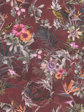 Hibiscus Haven – Crane & Bloom Wallpaper – Maroon