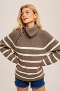 High Collar Asymmetric Zipper Detail Sweater