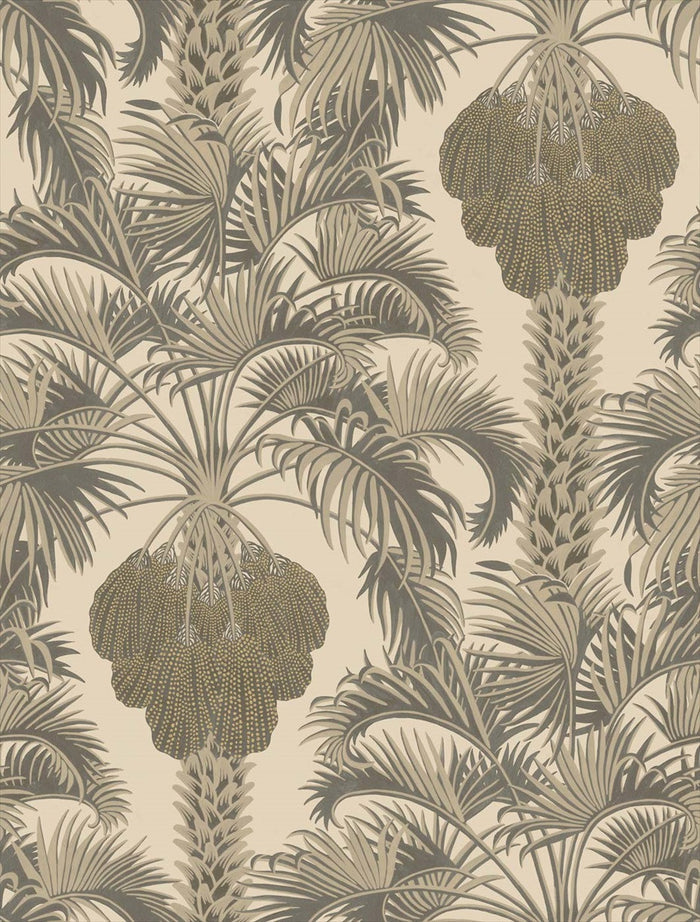 Hollywood Palm Wallpaper by Cole & Son - Silver/Charcoal