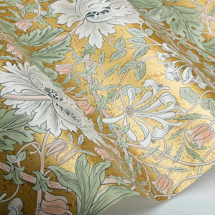 Honeysuckle and Tulip Wallpaper - Gold