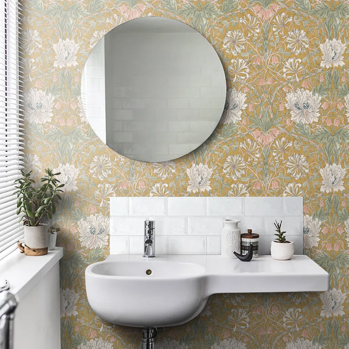 Honeysuckle and Tulip Wallpaper - Gold