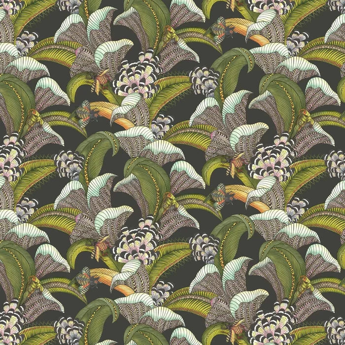 Hoope Wallpaper - Olive Green on Black