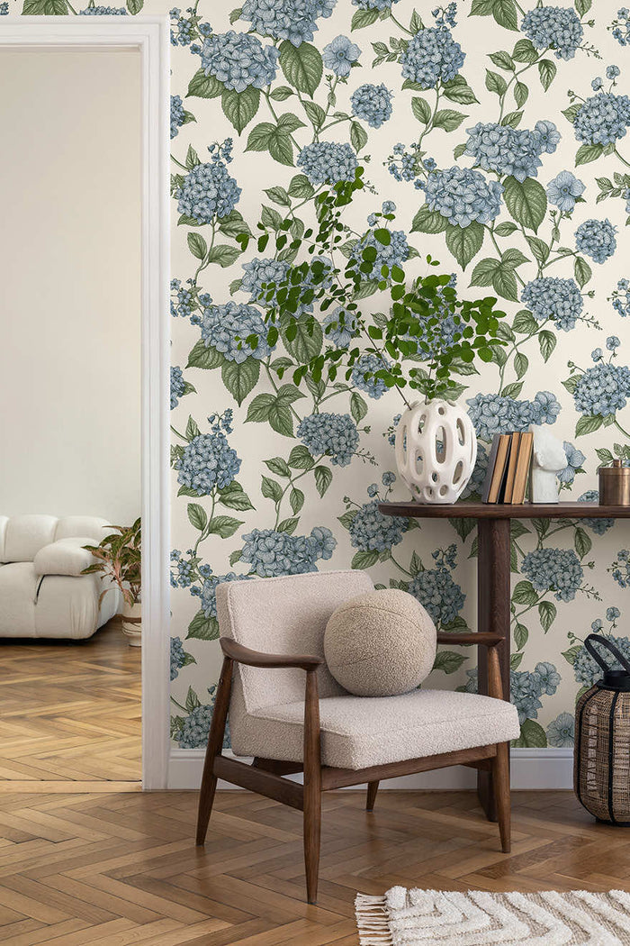 Hortensia – Hydrangea Wallpaper – Blue/Green