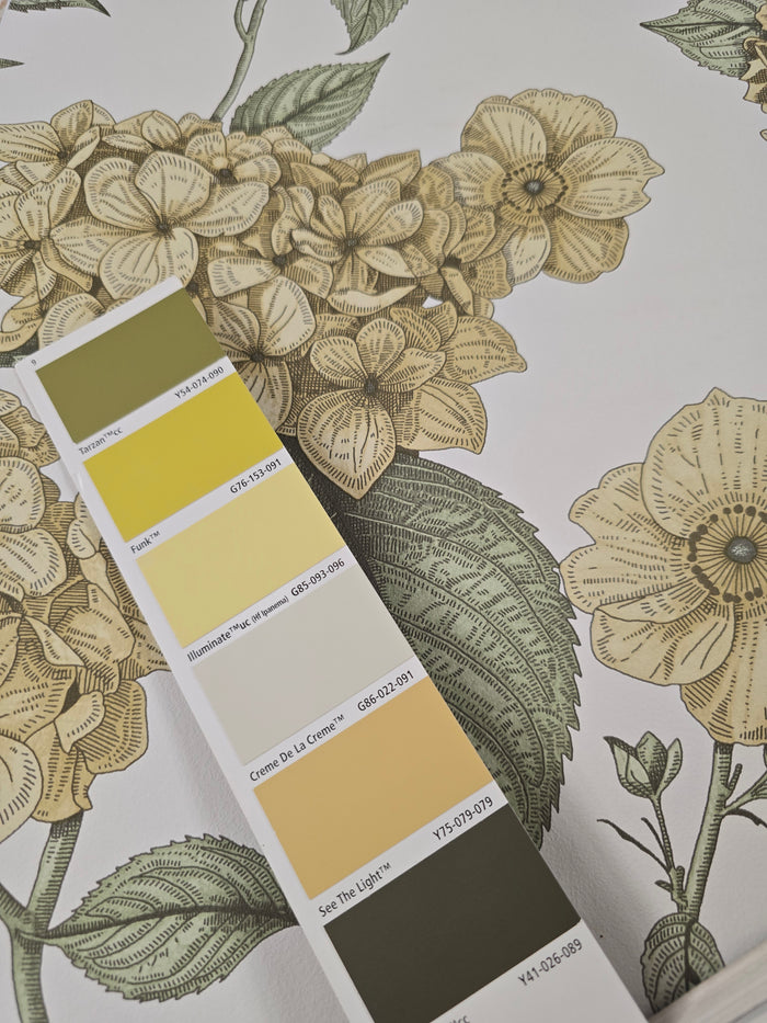 Hortensia – Hydrangea Wallpaper – Ochre/Green