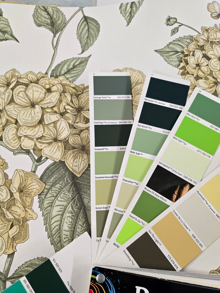 Hortensia – Hydrangea Wallpaper – Ochre/Green