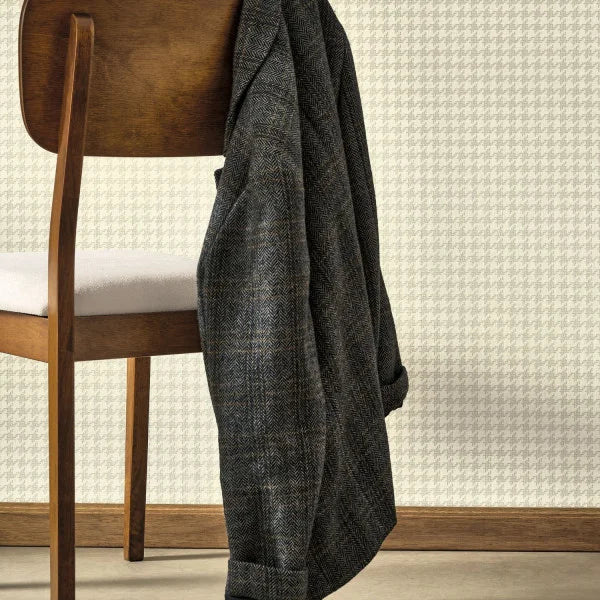Houndstooth Wallpaper - Beige lin
