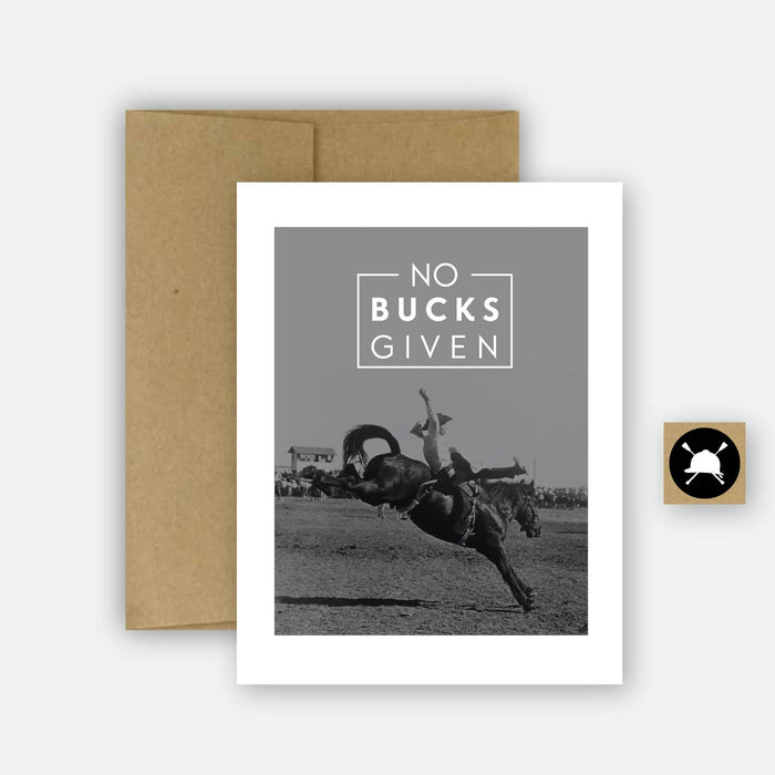 Hunt Seat Paper Co. - No Bucks - Bronc Equestrian Horse Greeting Card