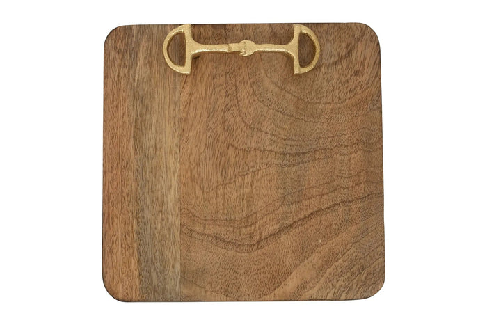 Huntley Equestrian Wooden Square Tray with Gold Bit