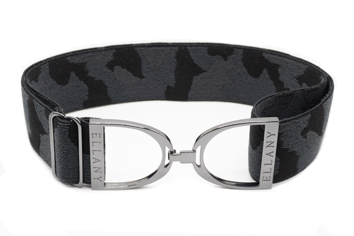 Huston x Ellany - Black Camo - 2" Gunmetal Stirrup Elastic Belt