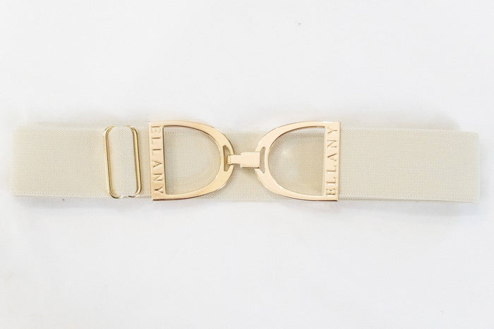 Huston x Ellany - Buttercream - 1.5" Gold Stirrup Elastic Belt